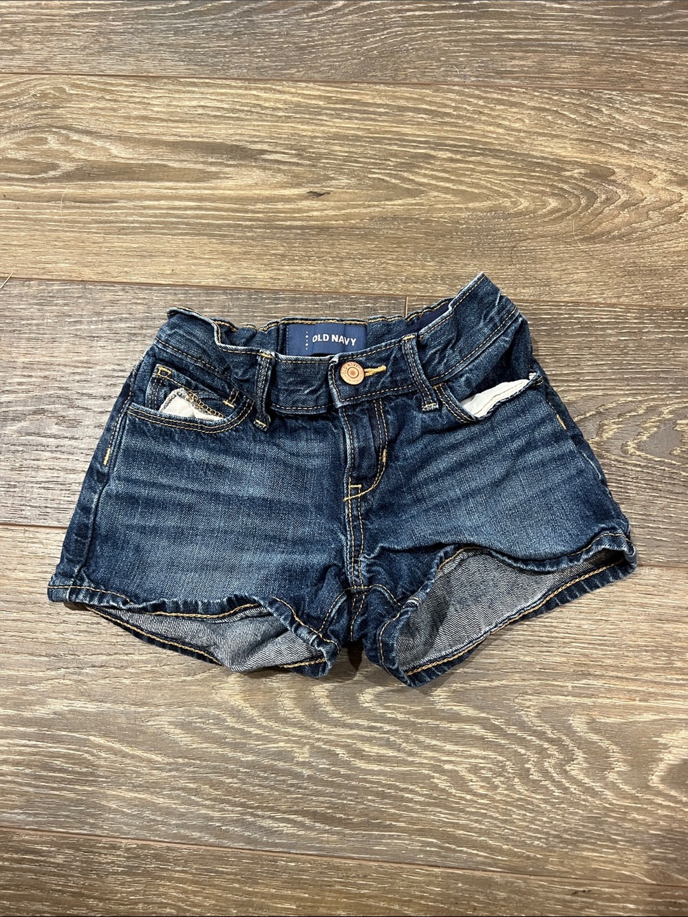 Old Navy Girls Dark Blue Rolled-Hem Denim Shorts